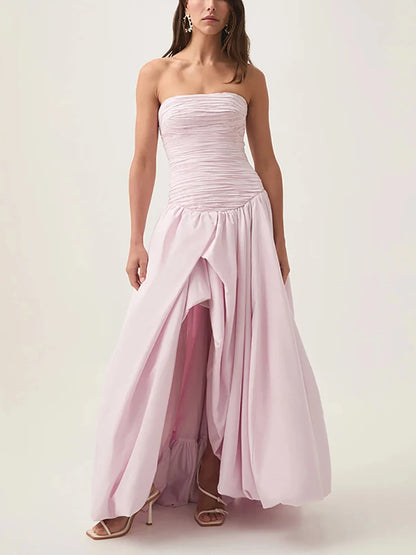 2025 blue Slit Bubble dress