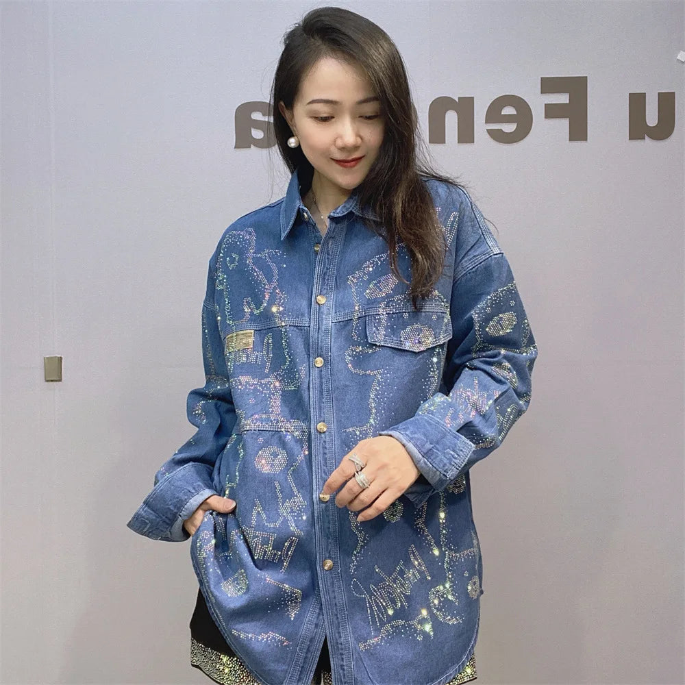 Rhinestones Denim Shirt