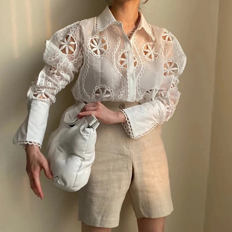 Embroidery lace royal lake como Shirt