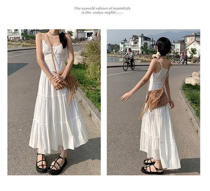 French Summer Waist Cinched A- Line Midi