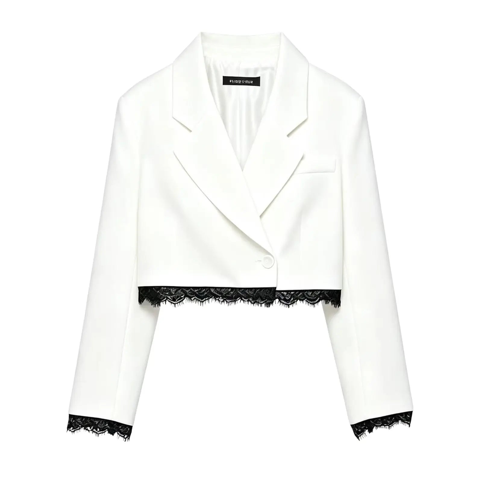 Zara Lace Trim Cropped Blazer Set