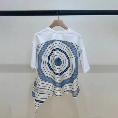 Loose Long Flared Pants Geometric Printing Suit 2025 Summer