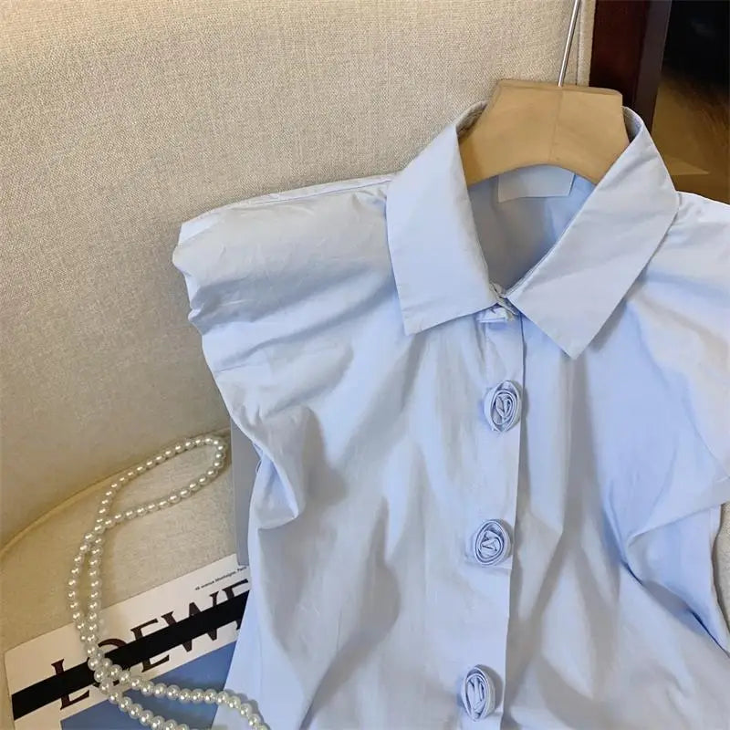 Batwing Button Summer Sweet Korean Fashion