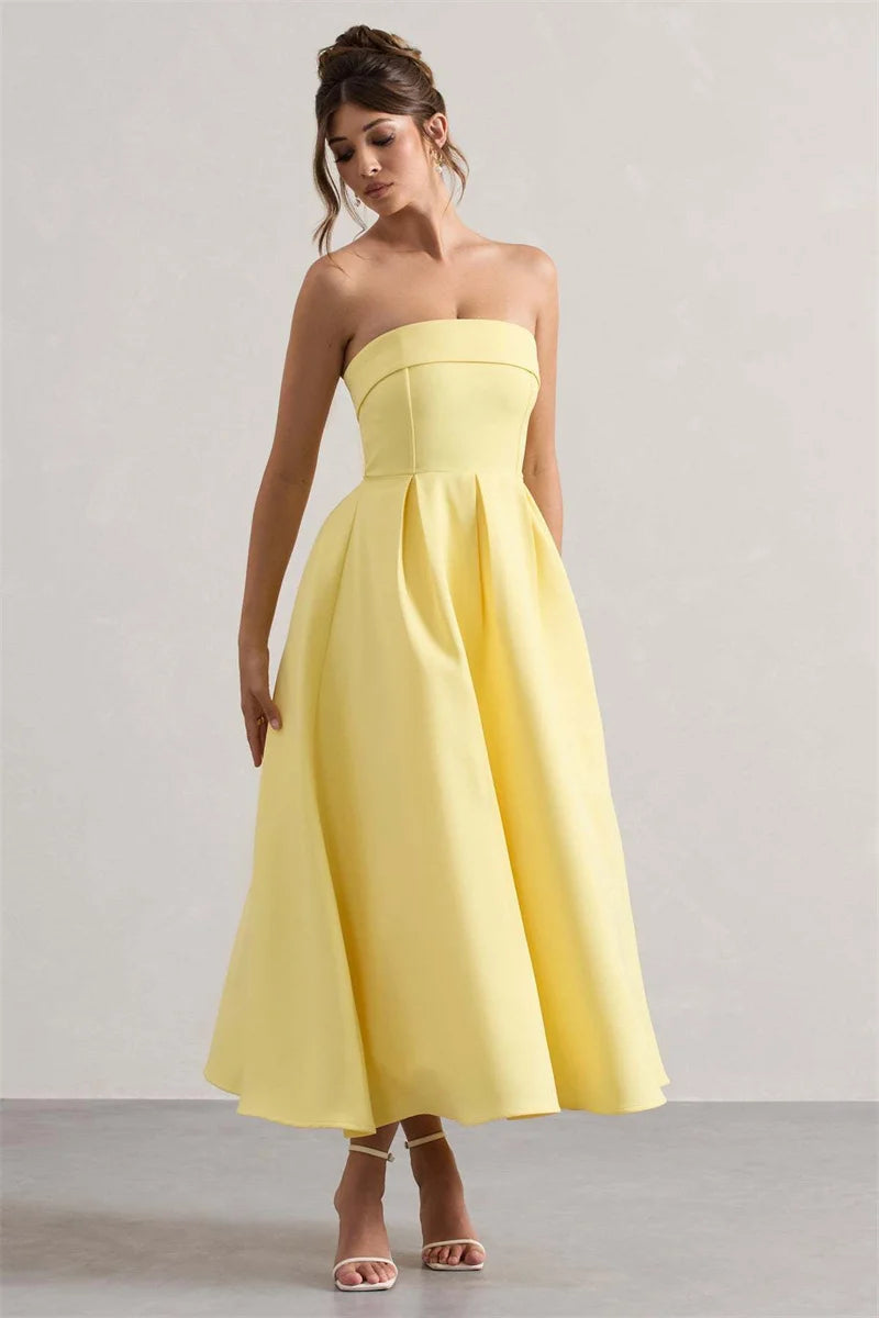 Strapless Midi Dress A-Line - Shellss