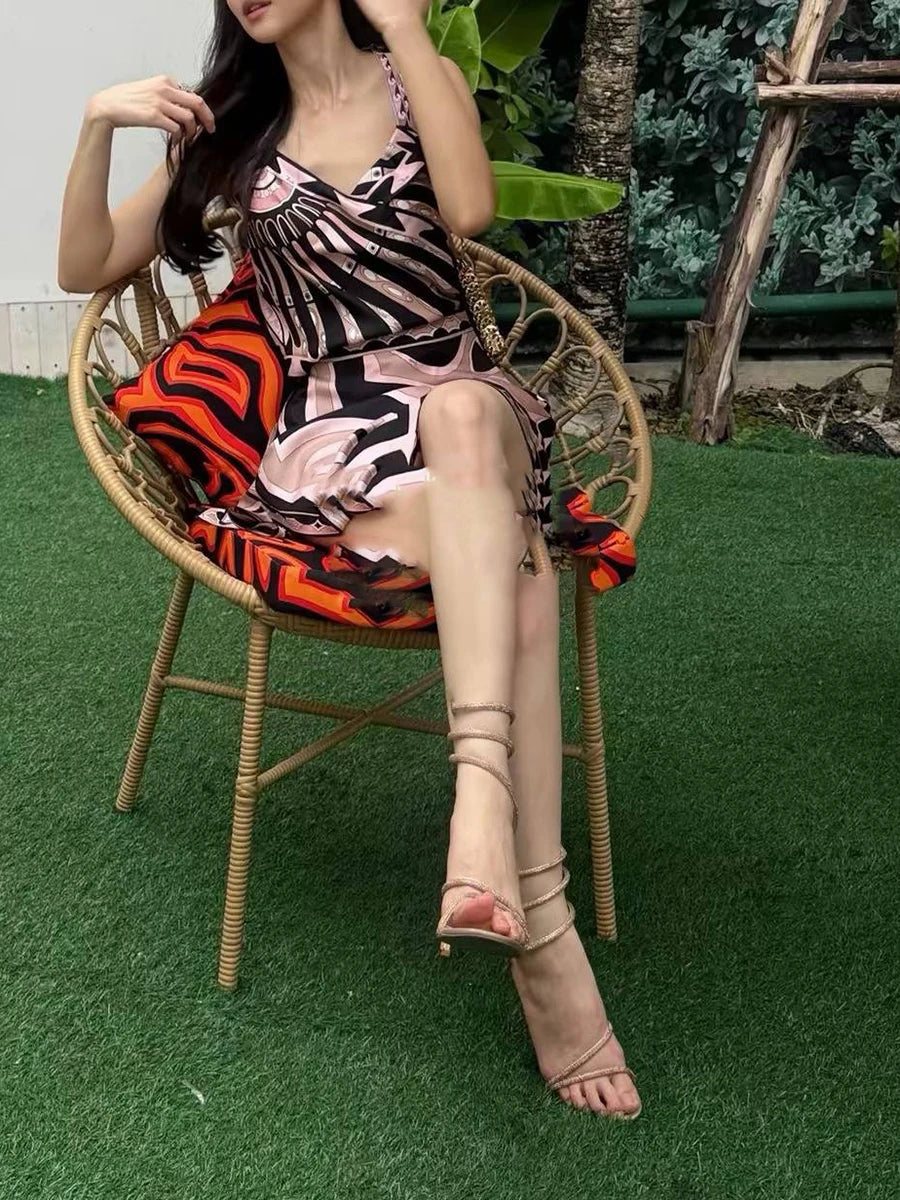 Pucci Retro Printed Halter Crop Top Mini Skirt