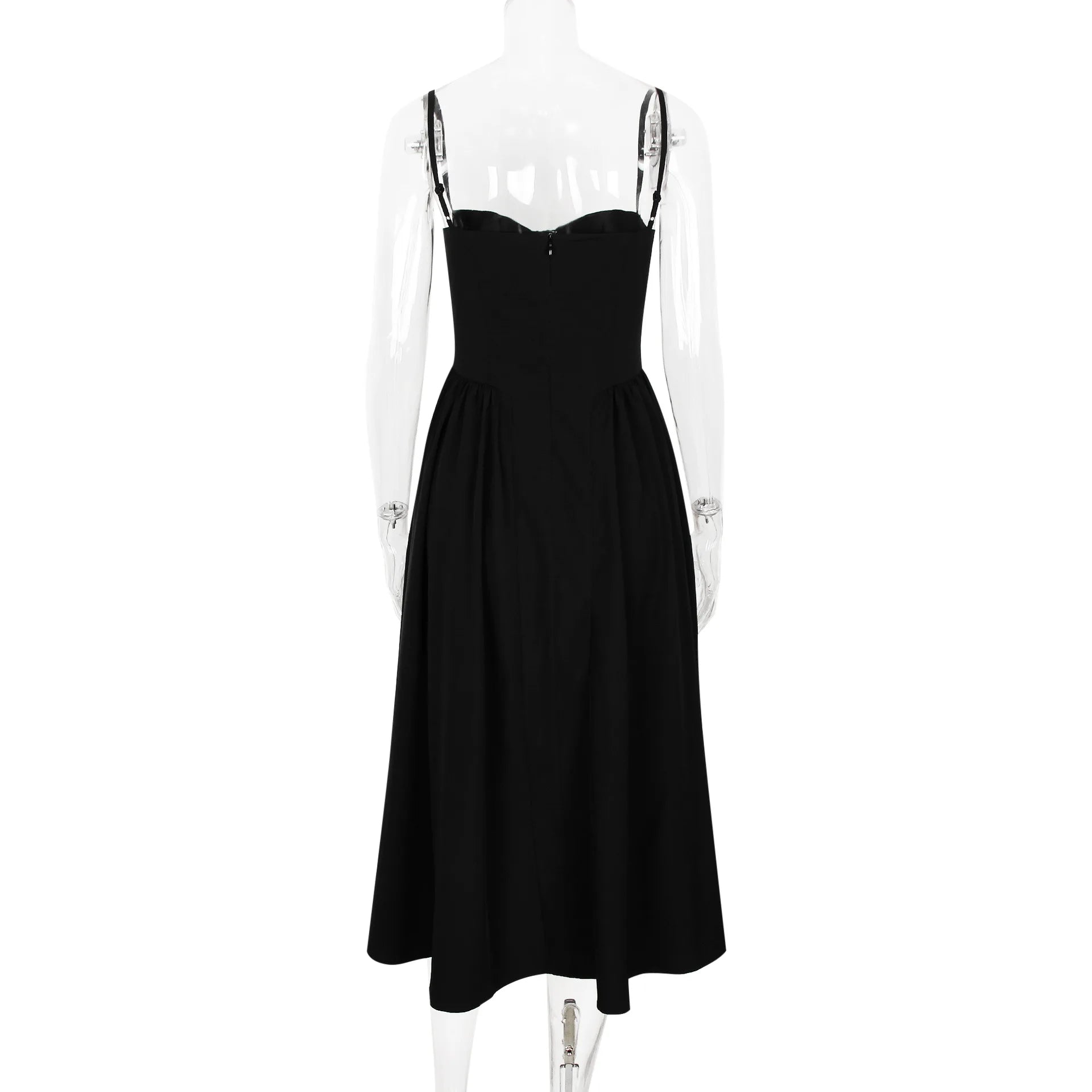 Suninheart Spaghetti Strap Summer Party Dresses 2025 New Arrivals Fit and Flare Elegant Midi Dress Red Night Date Dress - Shellss