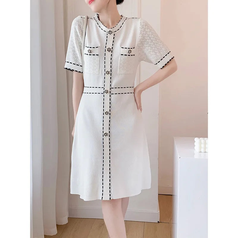 2025 Old money Knitted Dress Women Vintage Sandro style