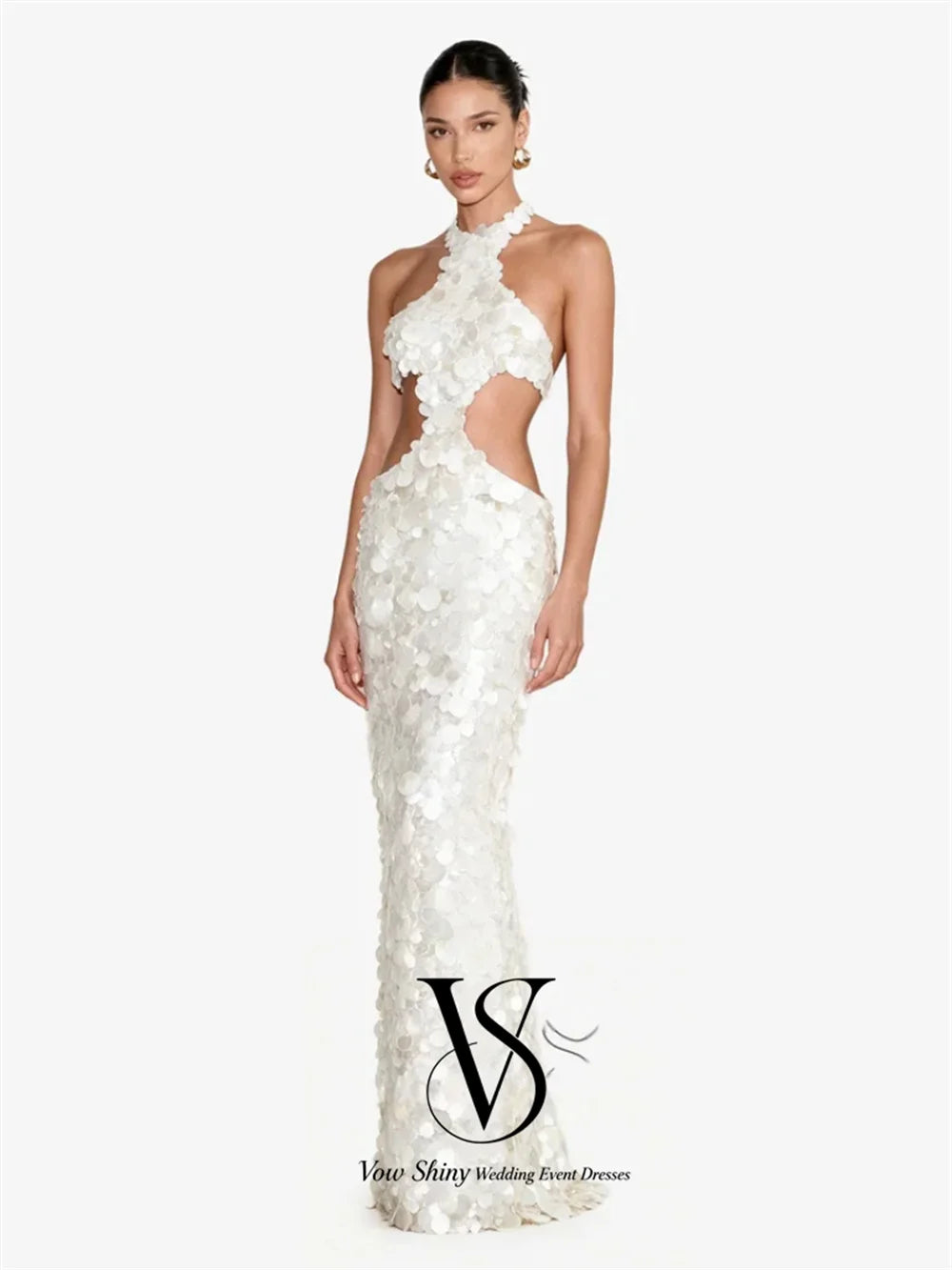Glam PArty Scale White Dress Cut out
