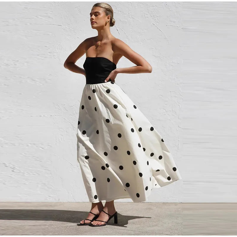 1 Sexy Patchwork Polka Dots Backless dress