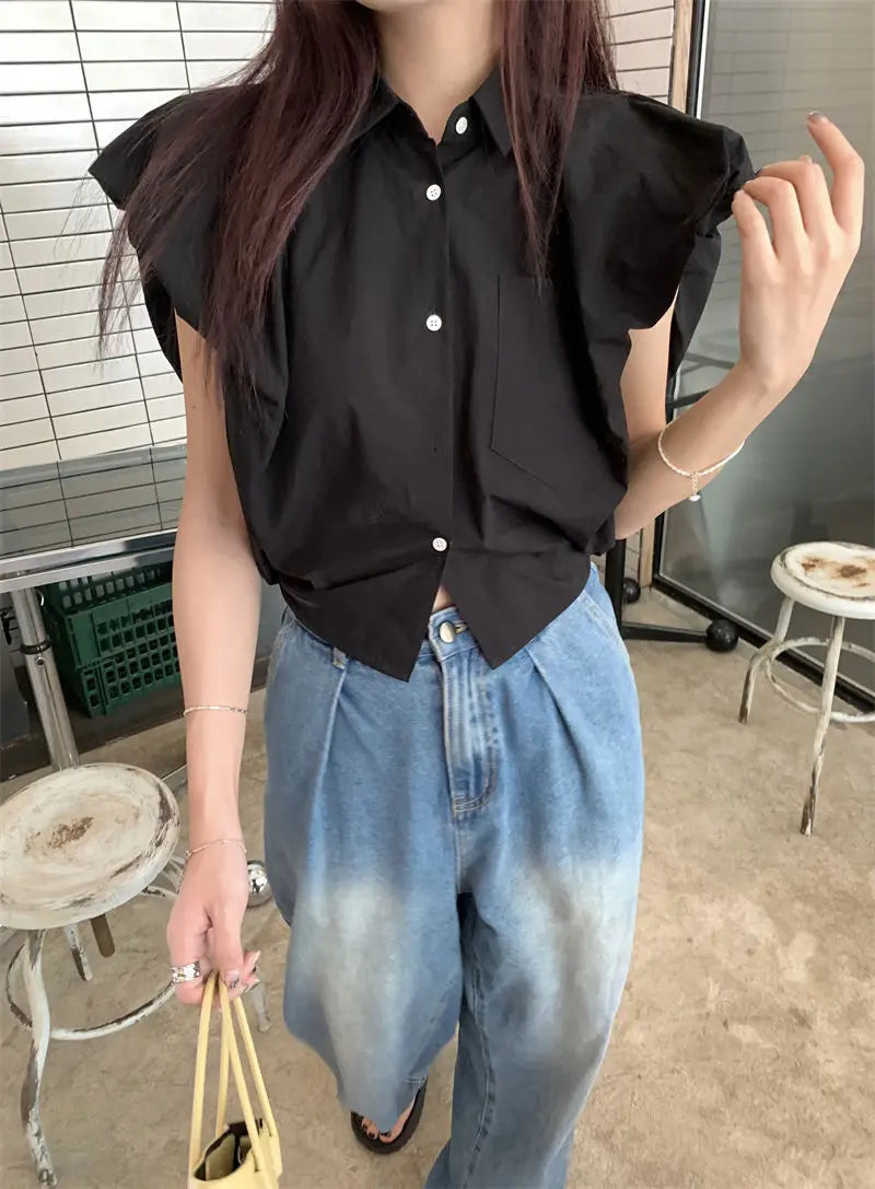 Vintage broad shoulder Crop Top CH