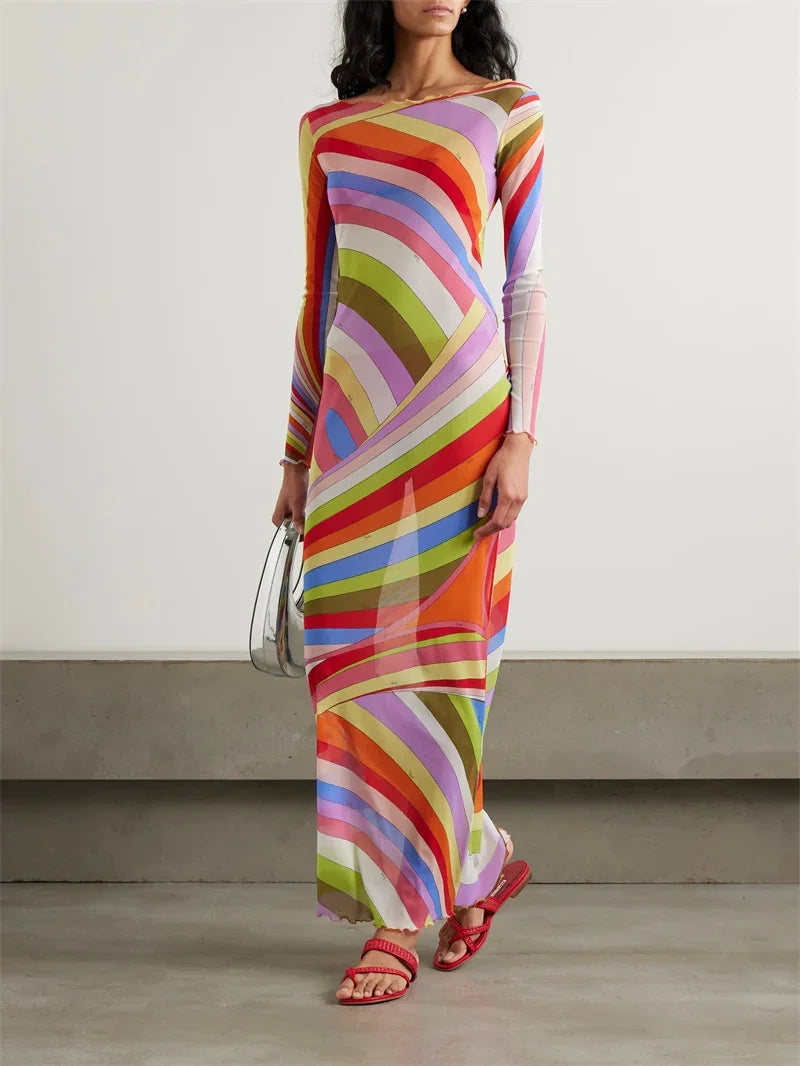 Elegant Striped Cover up Pucci