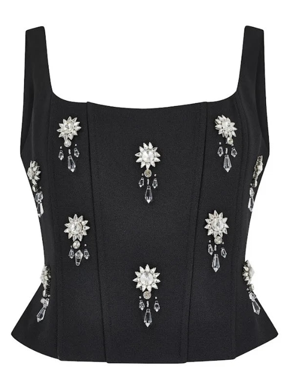 Square Neck Diamond Celebrity Skirt Top