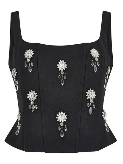 Square Neck Diamond Celebrity Skirt Top