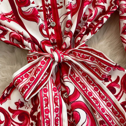 Spring Retro Blue White Red Dolce Dress