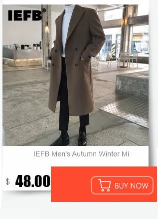 Men's Woolen Coats Laple Solid Color Overknee Single Breasted