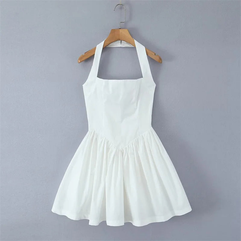 Puffy halter A-Line dress