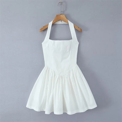 Puffy halter A-Line dress