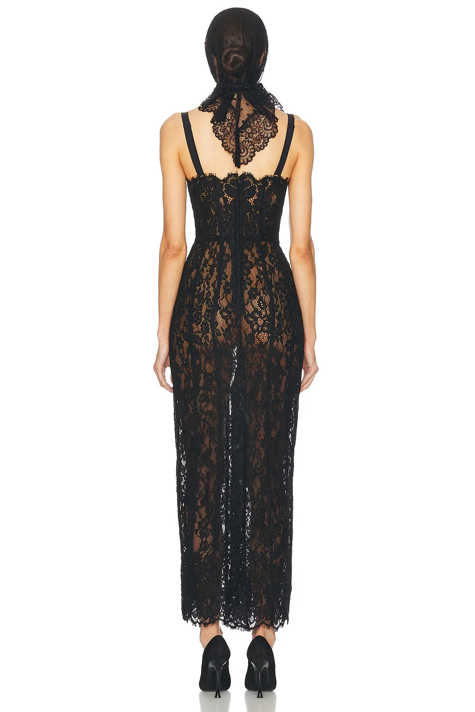 2025 Sexy See Through Lace Spaghetti Sleeveless Bodycon Long Dress Elegant Woman Party Vestido Celebrity Evening Party Outfit - Shellss
