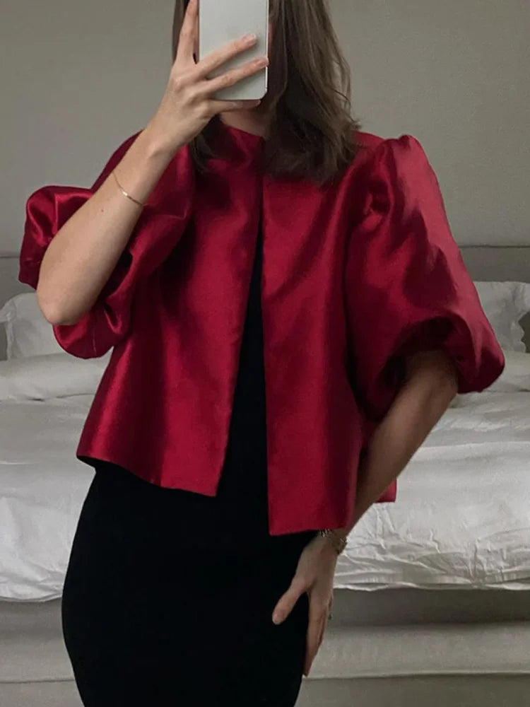 Elegant Button Puff Sleeve Top