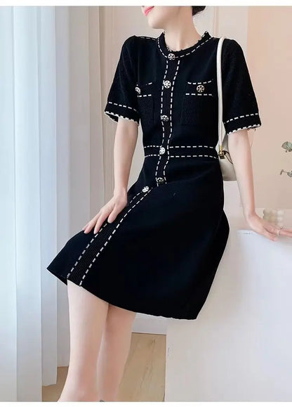 Elegant French Knitted Dress Old Money Sandro style