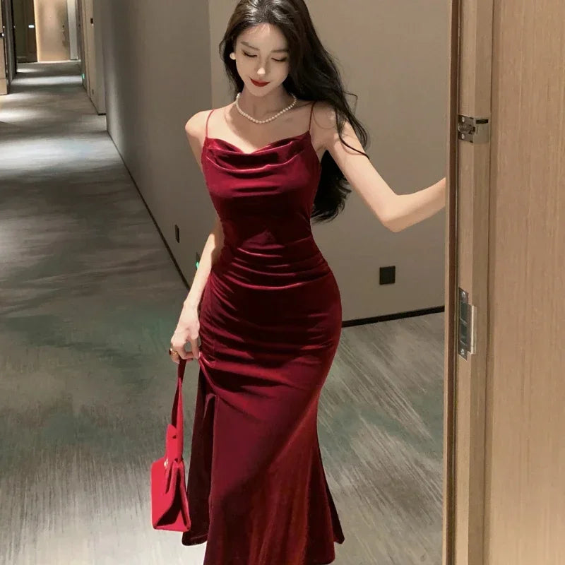 Burgandy velvet Party dress