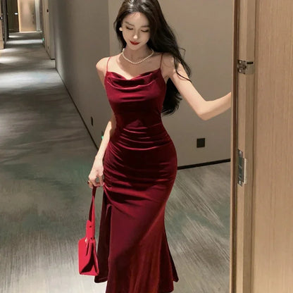 Burgandy velvet Party dress