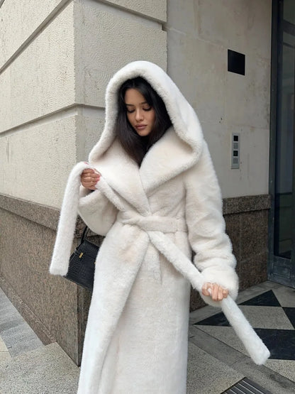 Fur Hooded Long Jacket