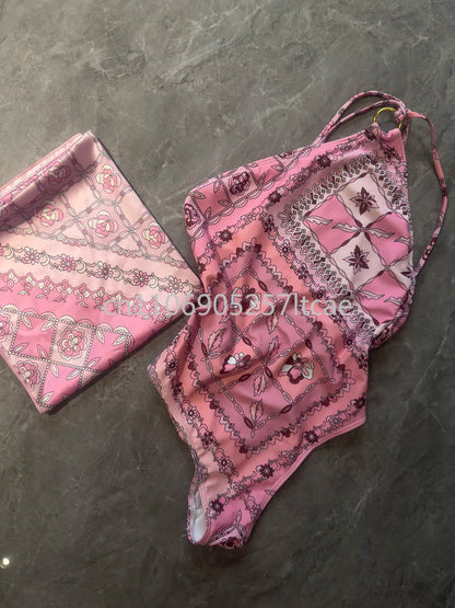 Luxury Design Pink Scarf Swimsuits