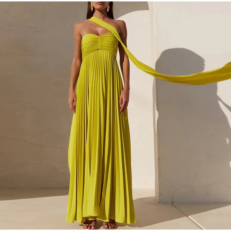 Chic Strapless Ribbon Long Dresses Sexy Backless