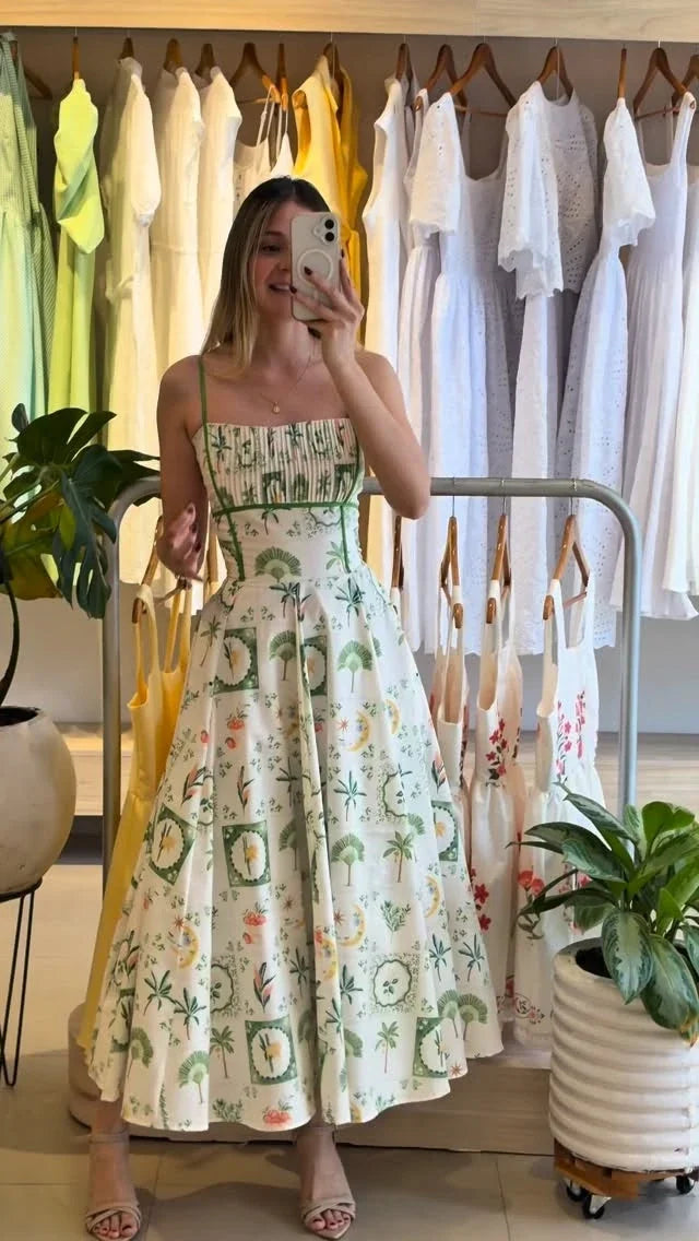 Corset Fishbone green line summer dress