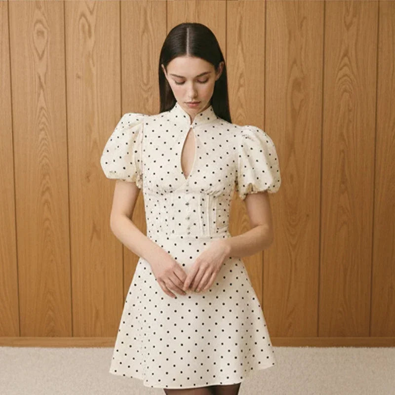 Retro Polka Dot Mini A-line Dress