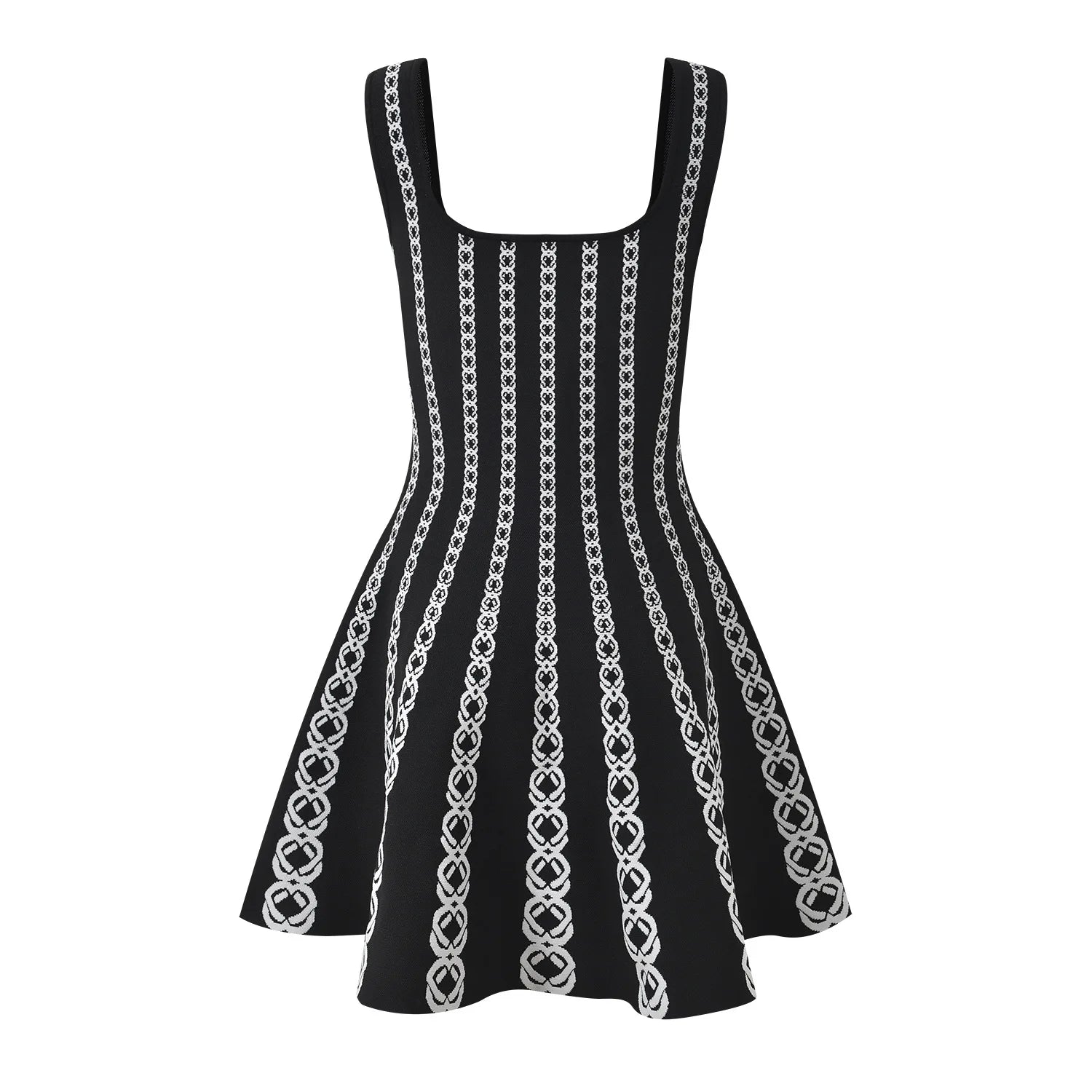 Jacquard Square Collar Knit Dress