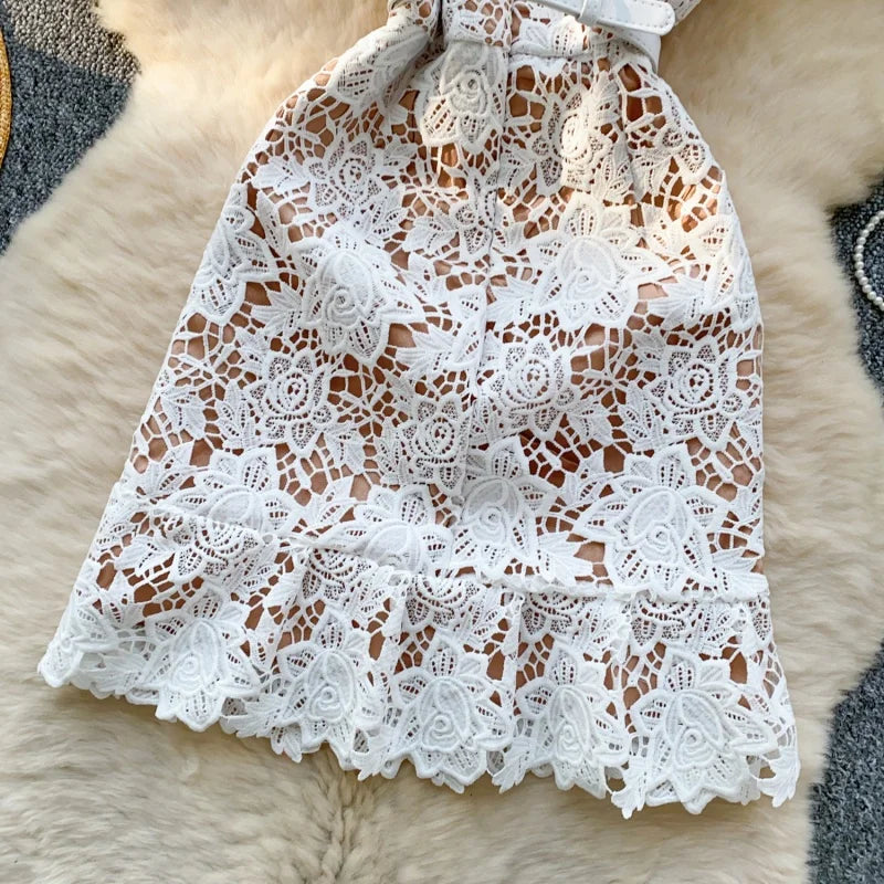 Baby blue Lace self portrait dress