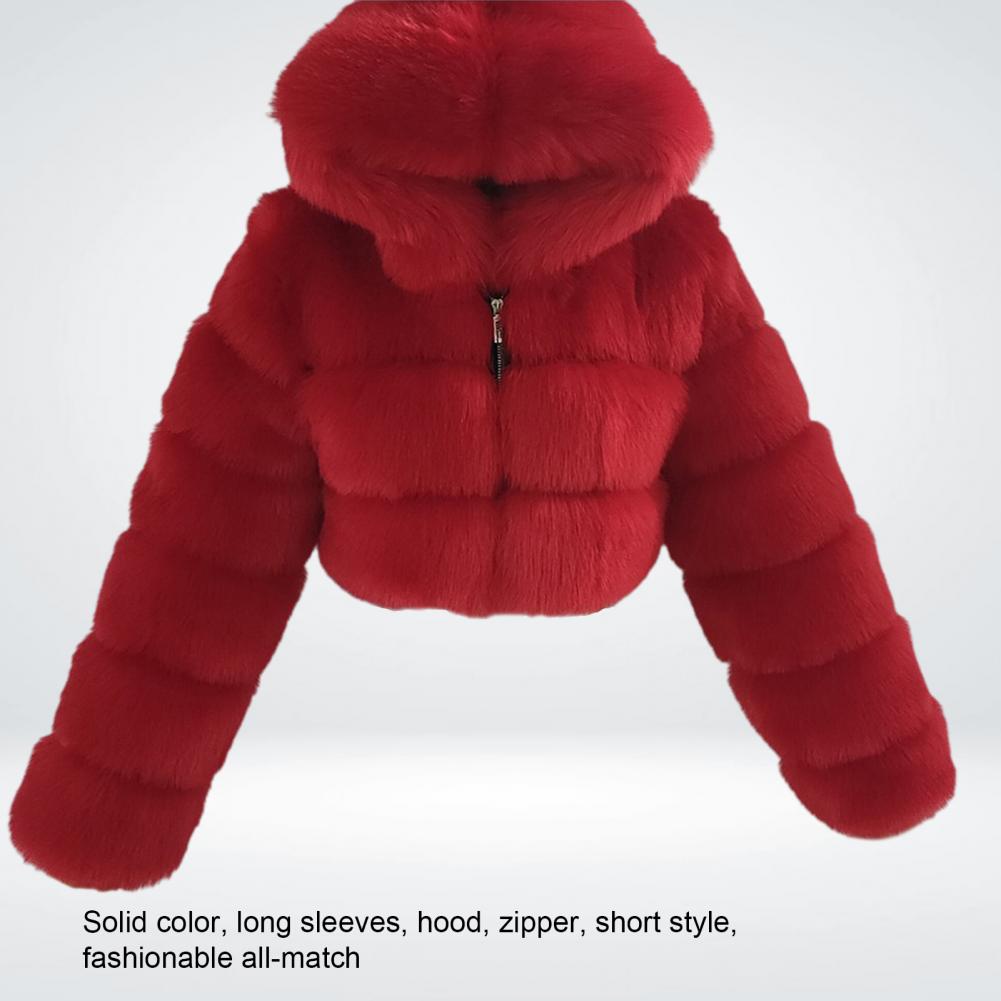 Fur Hooded Zipper Cropped