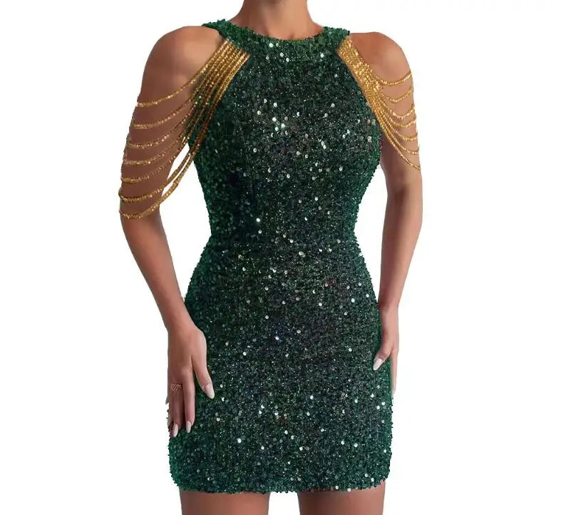 Sequin Sleeveless Slim Fit Dress - Shellss