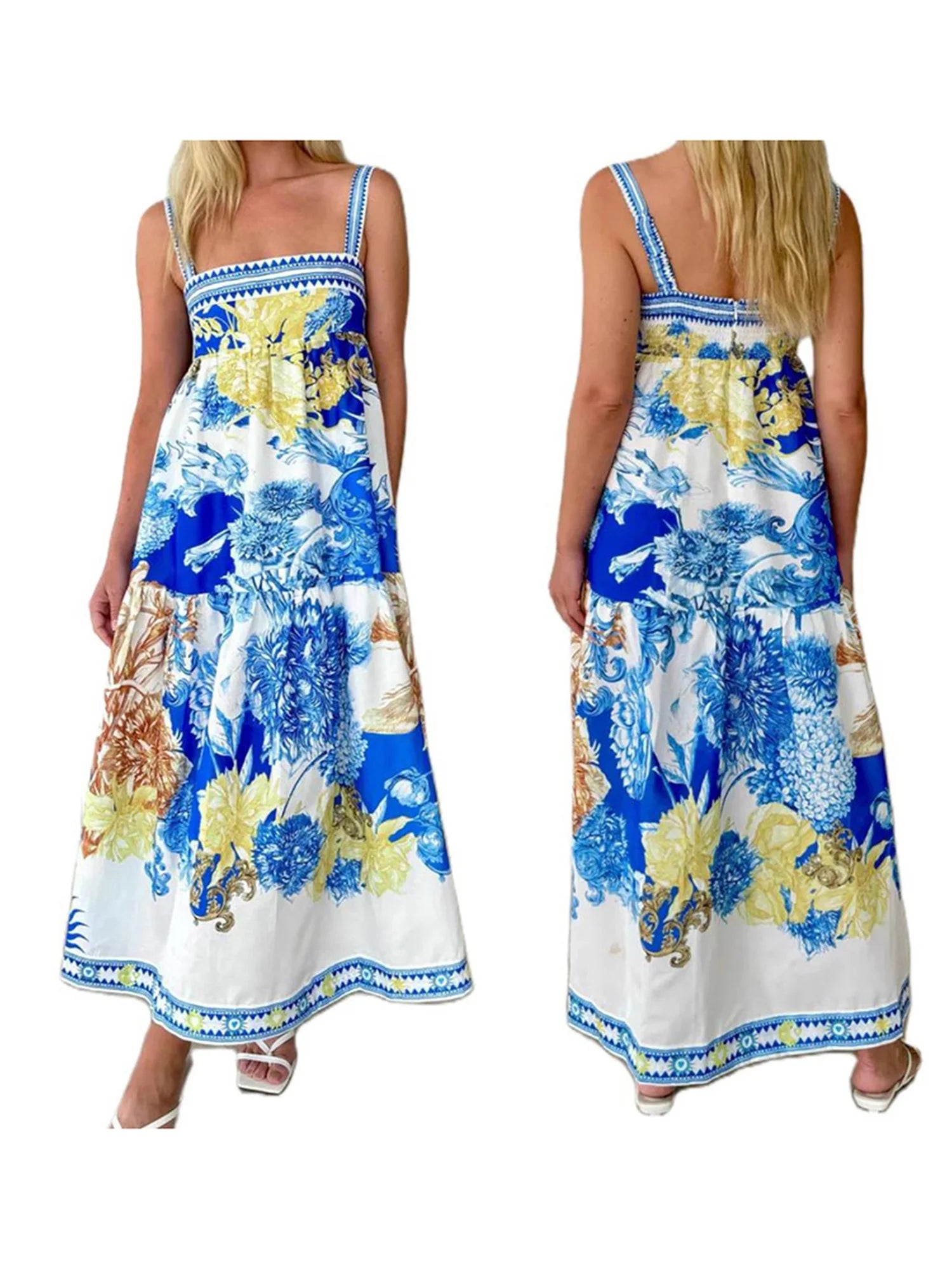 Floral Boho Maxi Dress Pockets
