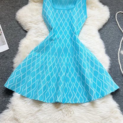 Maje Y2K Geometric Knitted Summer Dress