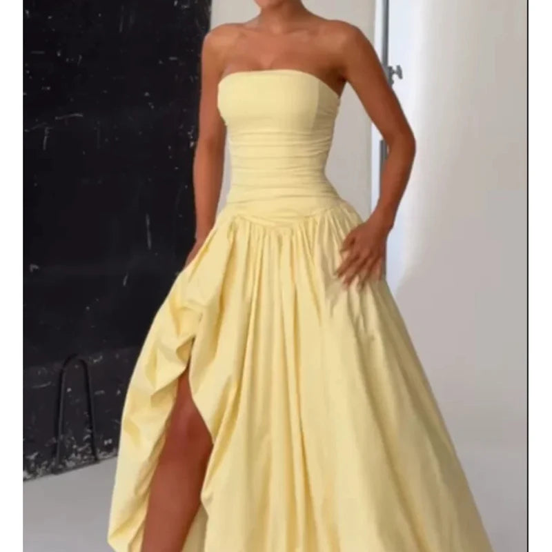 1 Butter Yellow Bubble Maxi dress