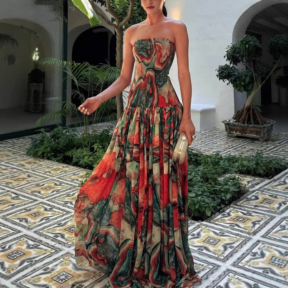 Printed WrFlared Ruffle A line Charm