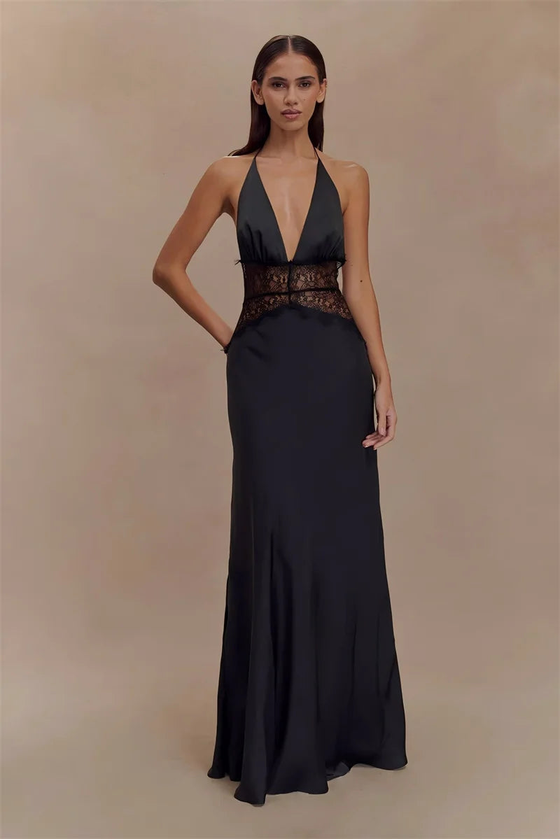 Celebrity Halter neck backless dress