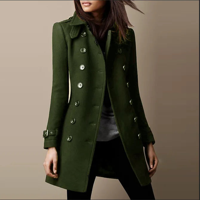 autumn and winter double-breasted casual woolen jacket women's clothing