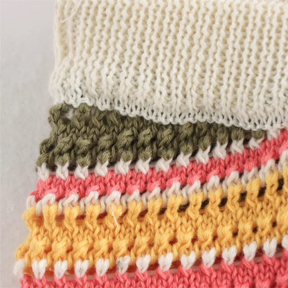 POLO collar short knitted striped shorts set