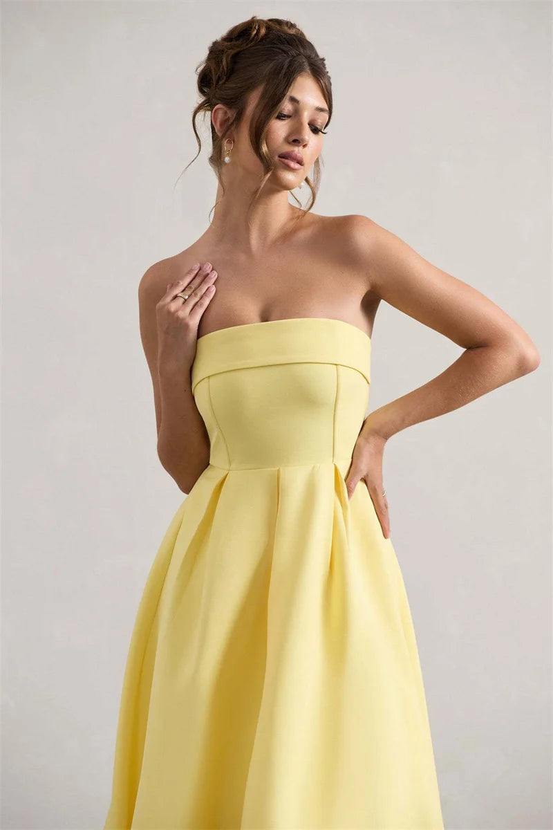 Strapless Midi Dress A-Line - Shellss