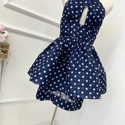Vintage polka dots navy Dress