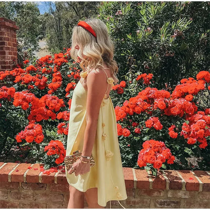 3d Flower Backless Beach Tassel Mini