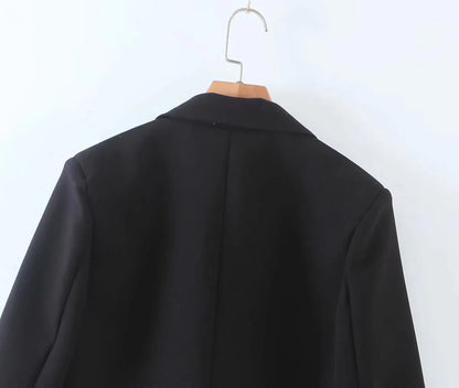 2 pieces 1 set Women One Button Short Blazer Cropped