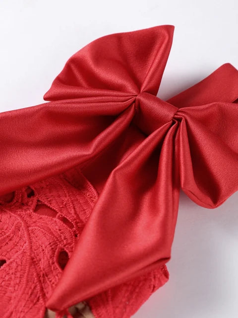 Lace Crochet Bow Tie Dress