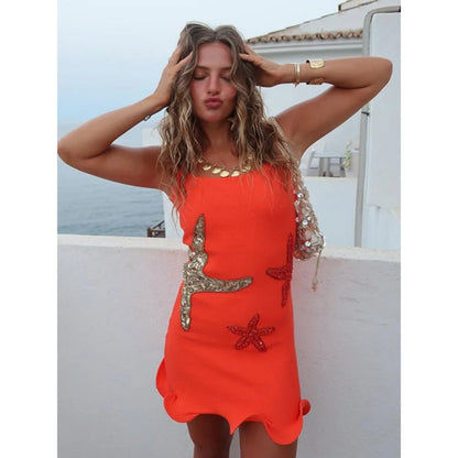 Starfish oceanusa Embroidered Star Mini Dress
