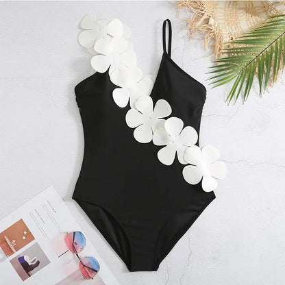 White Flower Swimsuit and Sarong
