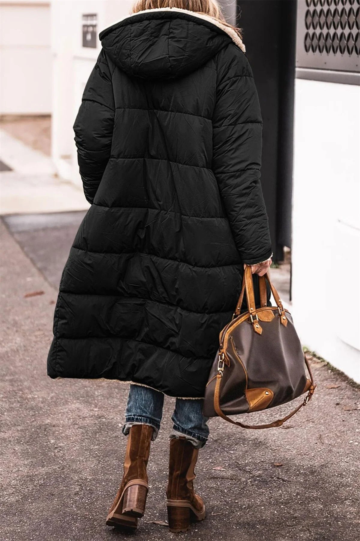 Reversible Long Sleeve Thick Coat Warm Fashion Long Outerwear Casual Puffer Coats